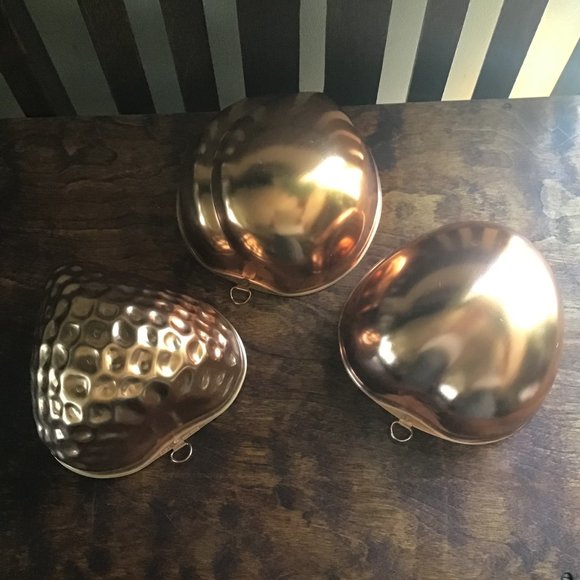 3 Vintage Copper Tone Strawberry / Apple / Peach Shaped Jelly Molds - Picture 6 of 9